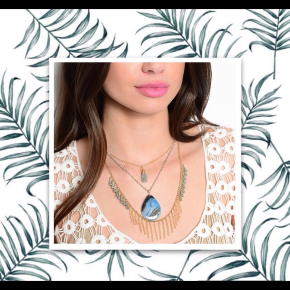 ✌️Silver Gold Turquoise Necklace✌️ - Picture 1 of 5